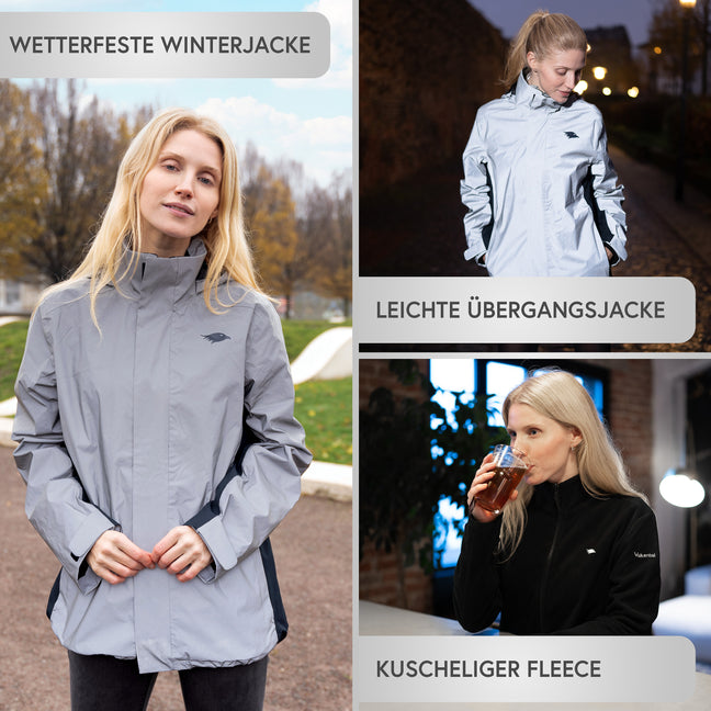 3in1 Winterfahrradjacke von Valkental, herausnehmbares Fleece, Frostpendeln, Fahrradfahren, Fahrradpendeln, Businesskleidung, Winterkleidung, Businessrucksack Gepäckträger