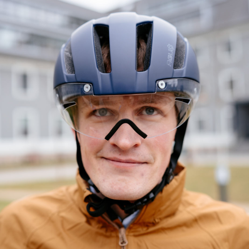 Fahrradhelm mit Visier, Blau, S-Pedelec geeignet, Urban Helm, Fahrradfahren, Fahrradpendeln