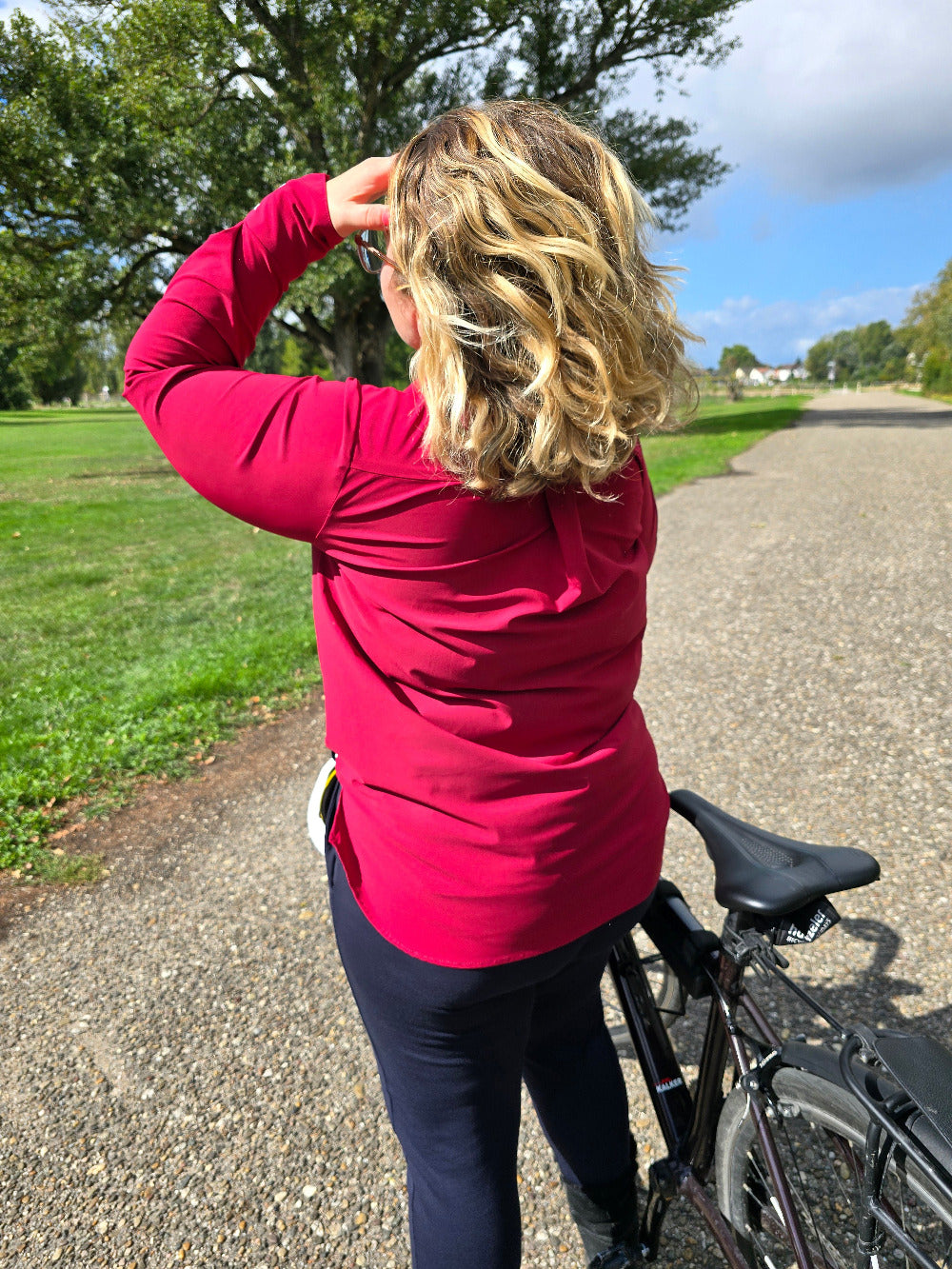 Funktionsshirt zum Fahrradfahren in pink für Damen, atmungsaktiv, schnelltrockend, Antischweiß Bildung, Office, langarm, Businessbluse zum Arbeiten