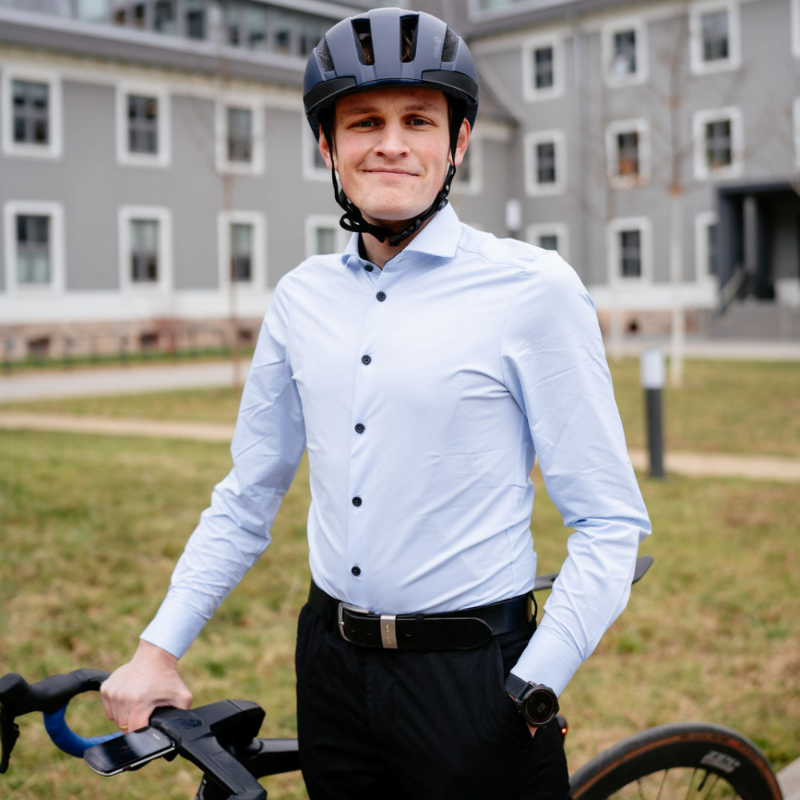 Funktionshemd zum Fahrradfahren in hellblau für Herren, atmungsaktiv, schnelltrockend, Antischweiß Bildung, Office, langarm, Businesshemd zum Arbeiten