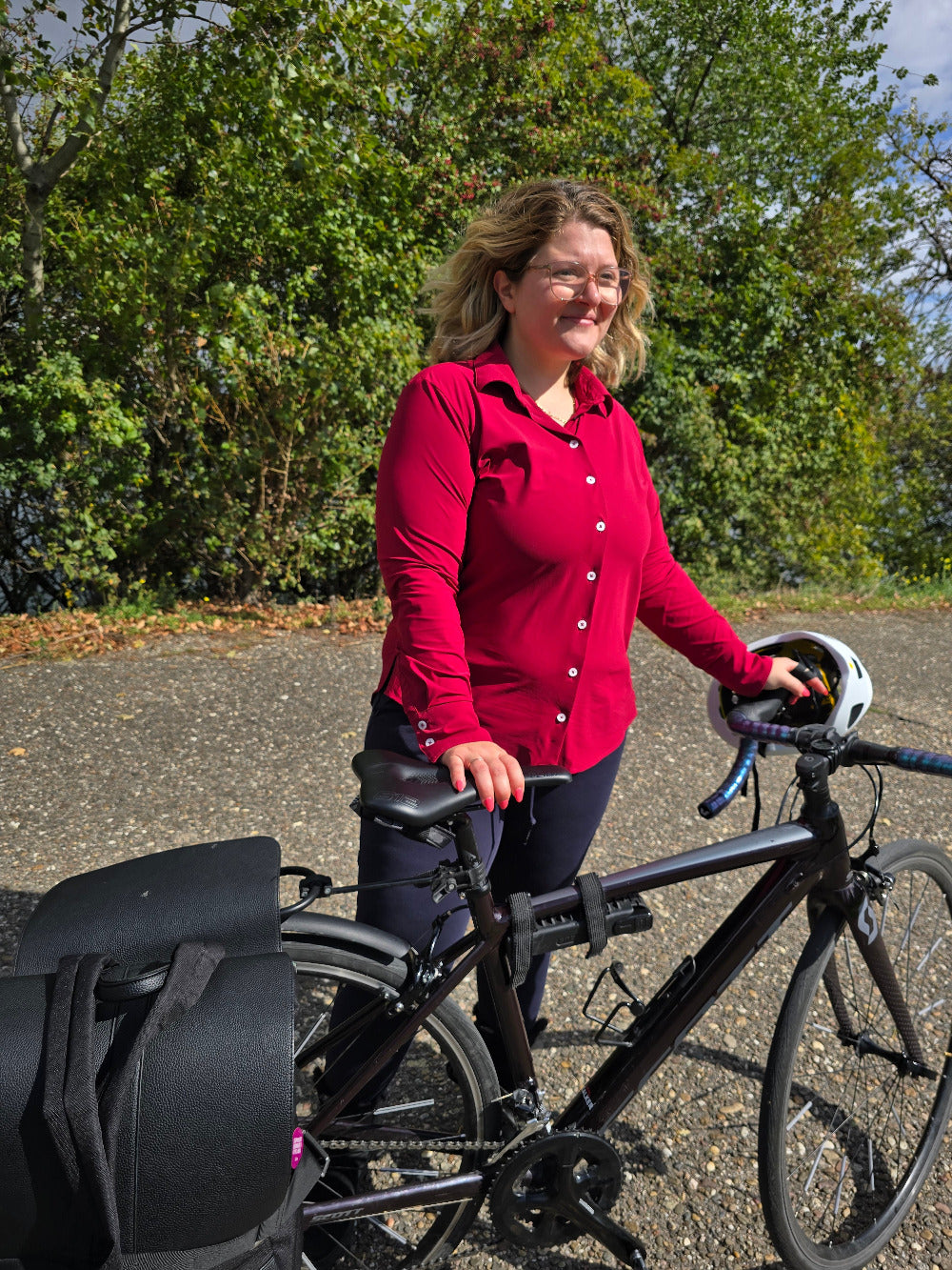Funktionsshirt zum Fahrradfahren in pink für Damen, atmungsaktiv, schnelltrockend, Antischweiß Bildung, Office, langarm, Businessbluse zum Arbeiten